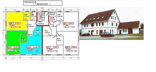 3 od. 6 Appartements 28qm zu verkaufen.
