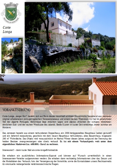 VORANKÜNDIGUNG Versteigerung/Verkauf Landhaus