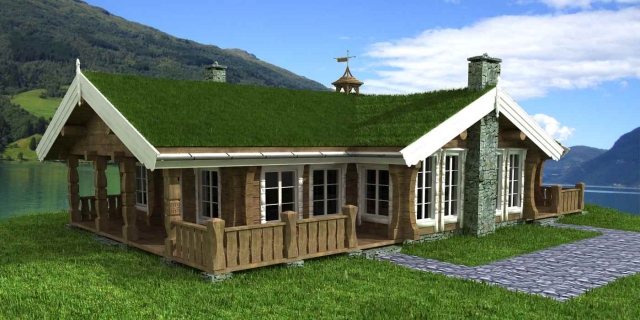 Norwegisches Ferienhaus, Holzhaus, Naturstammhaus, Blockhaus