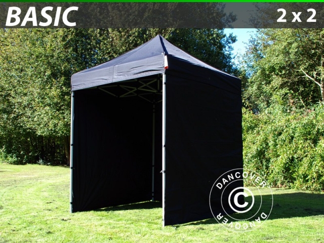 Faltzelt FleXtents Basic 300, 2x2m Schwarz, mit 4 wänden