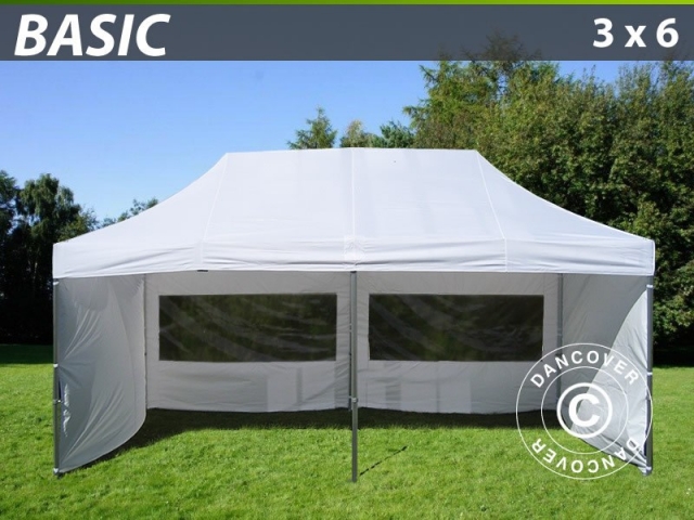 Faltzelt FleXtents Basic 300, 3x6m Weiß, mit 6 wänden