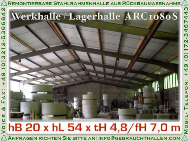 Abbau Lagerhalle  ca.20x54x5/7m  zu verkaufen